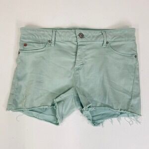 Hudson Denim Shorts Frayed Hem Light Green Size 29